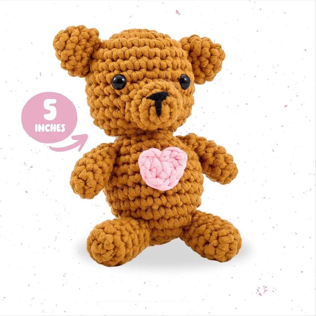 a completed example using the Billy The Bear Complete Crochet Kit with text 5 inches