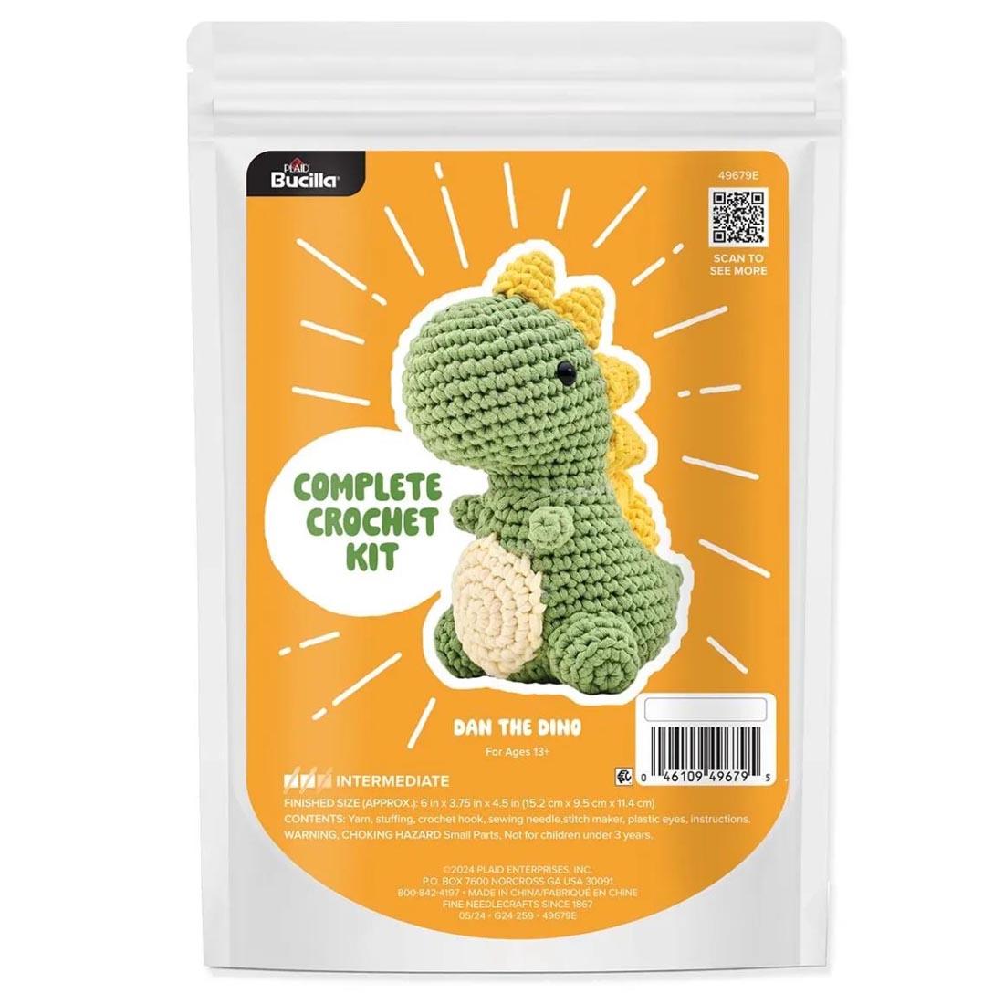 Dan The Dino Complete Crochet Kit by Plaid Bucilla