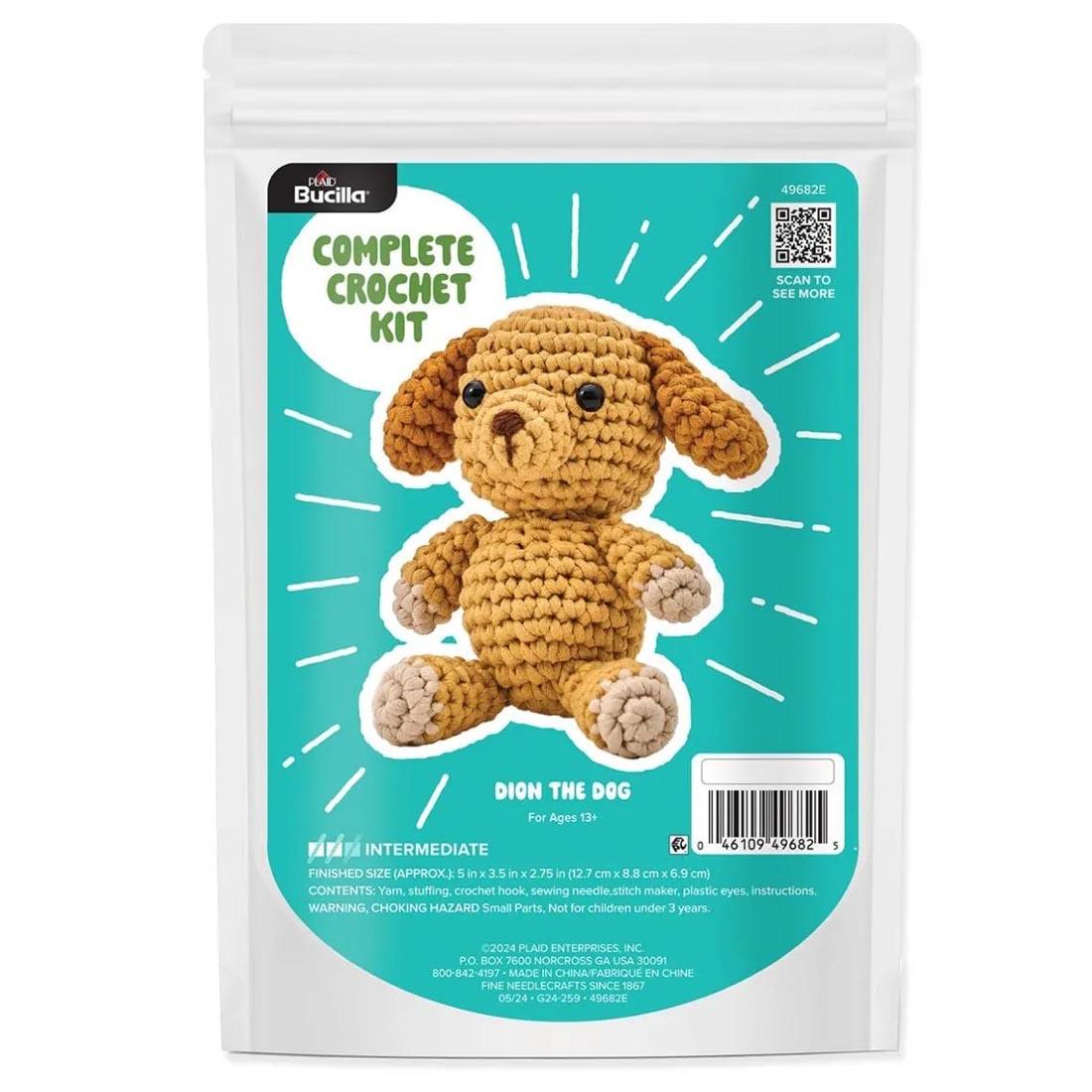Dion The Dog Complete Crochet Kit by Plaid Bucilla