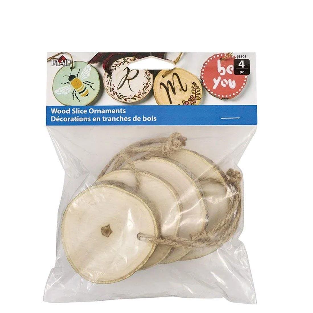 Wood Slice Ornaments 4-Count Package by Plaid