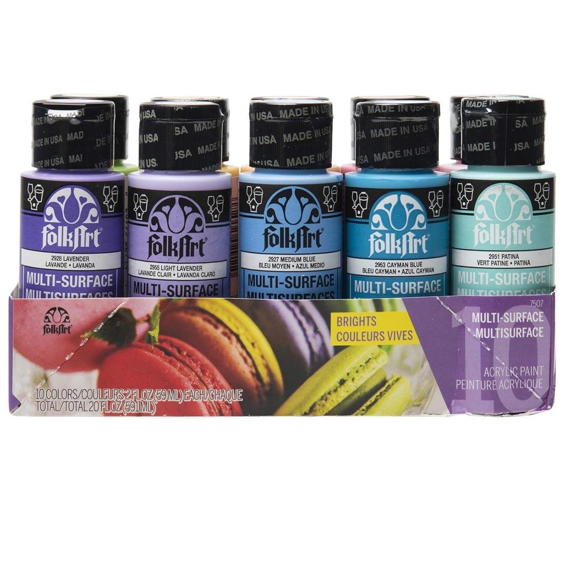 FolkArt Multi-Surface Acrylic 10-Color Bright Set