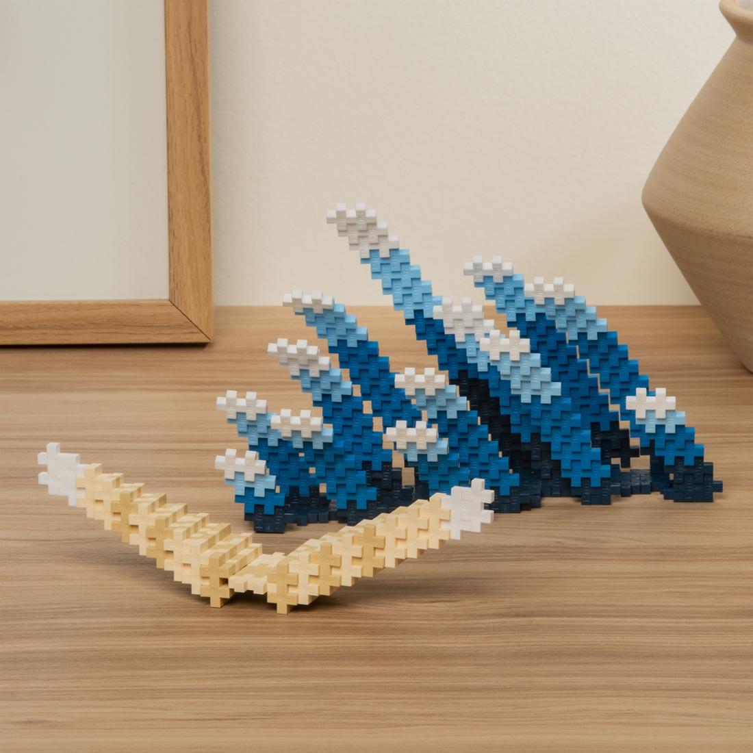 an example wave structure built with Plus-Plus 350-Piece Hokusai Inspired Set