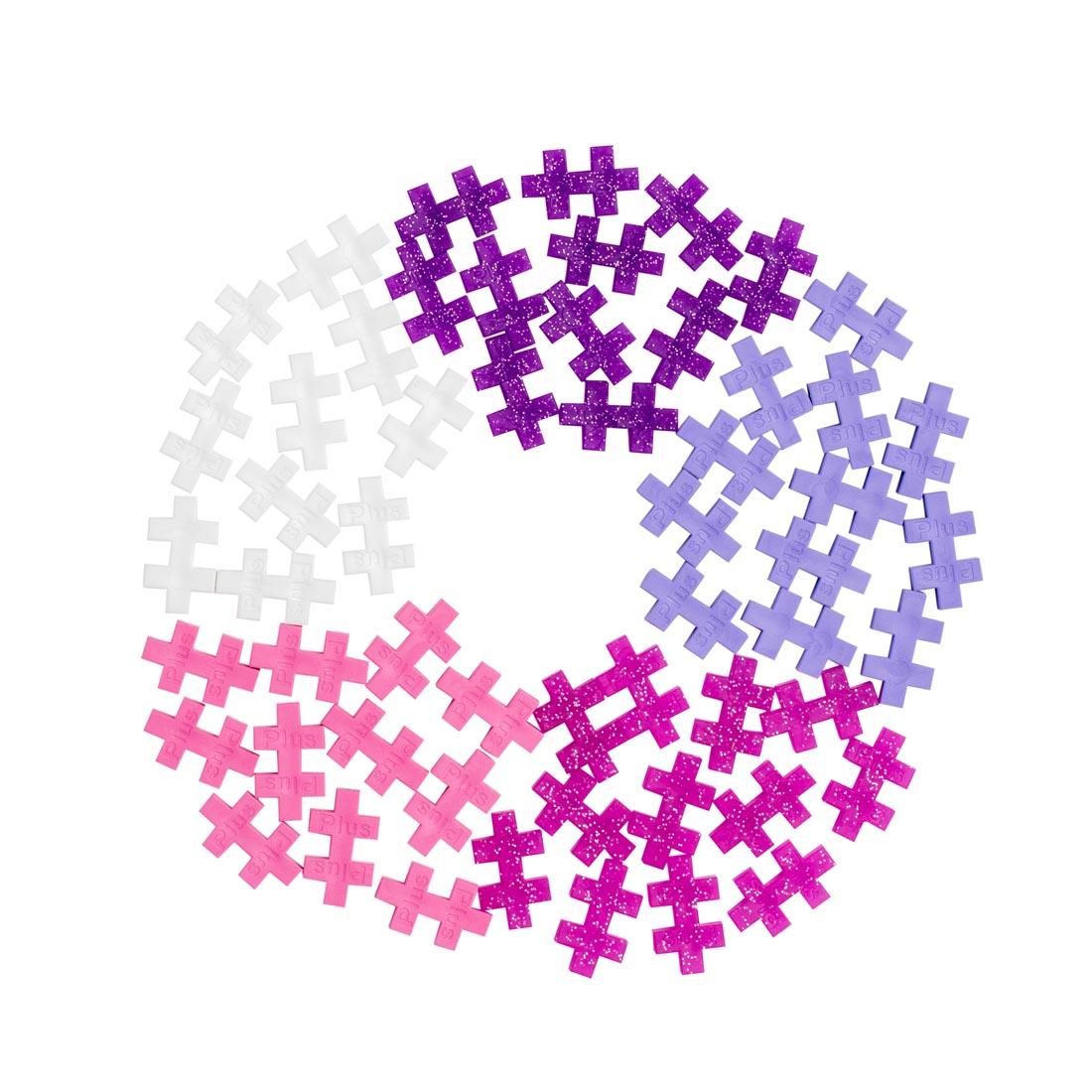 pieces that are included in the Plus-Plus 70-Piece Glitter Mix Tube
