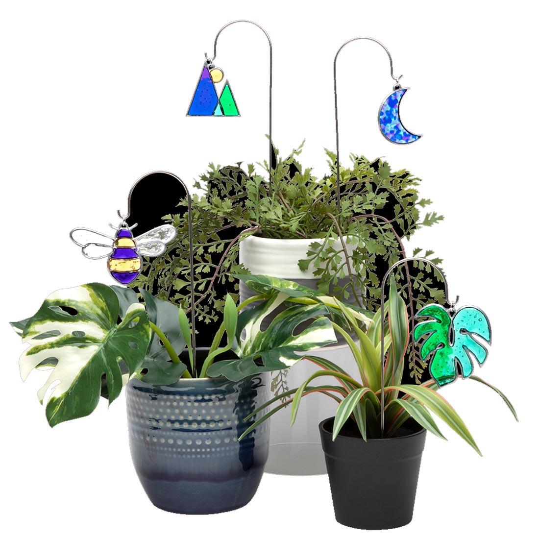 example potted plants with completed charms from the Craft Crush Plant Charms set