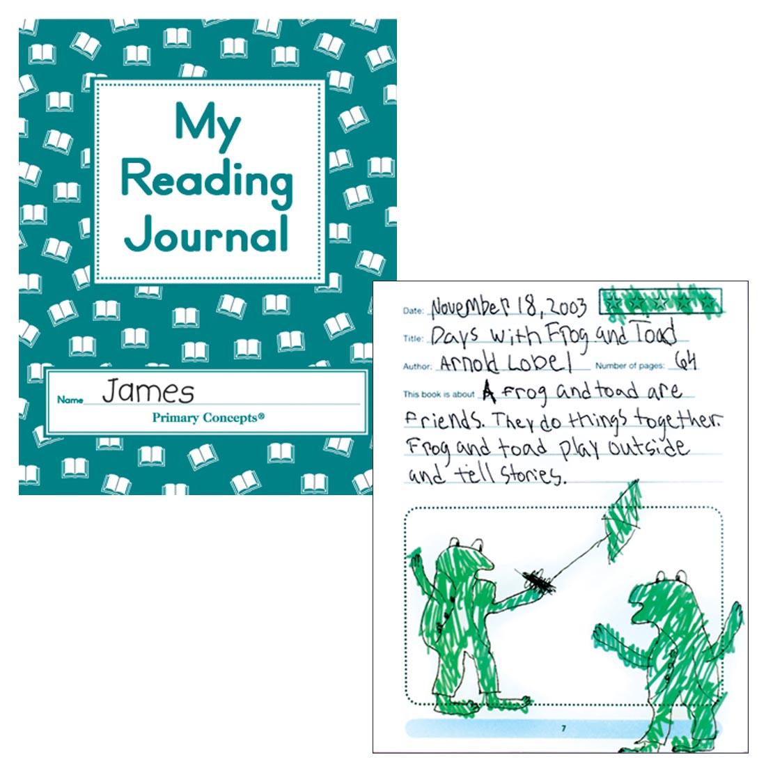 My Reading Journal by Primary Concepts with a completed example of page 7