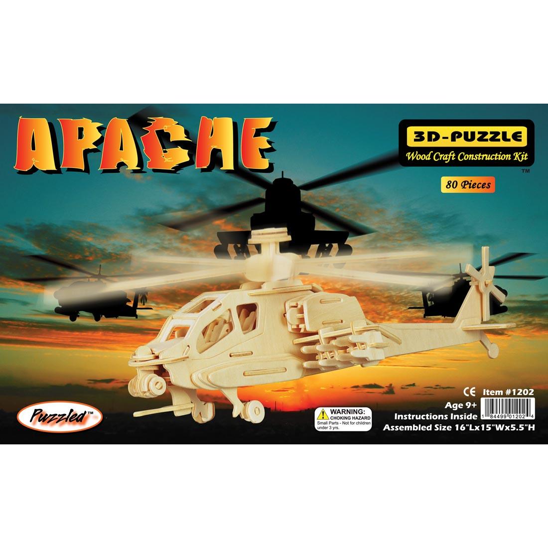 Apache Helicopter 3D Wooden Puzzle