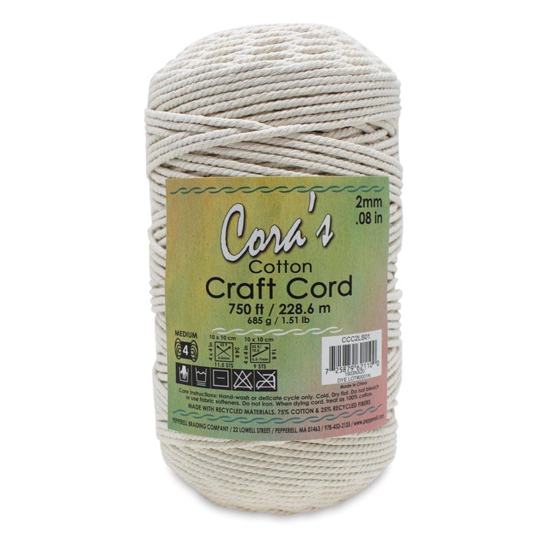Cora's 2mm Cotton Craft Cord 750 Feet