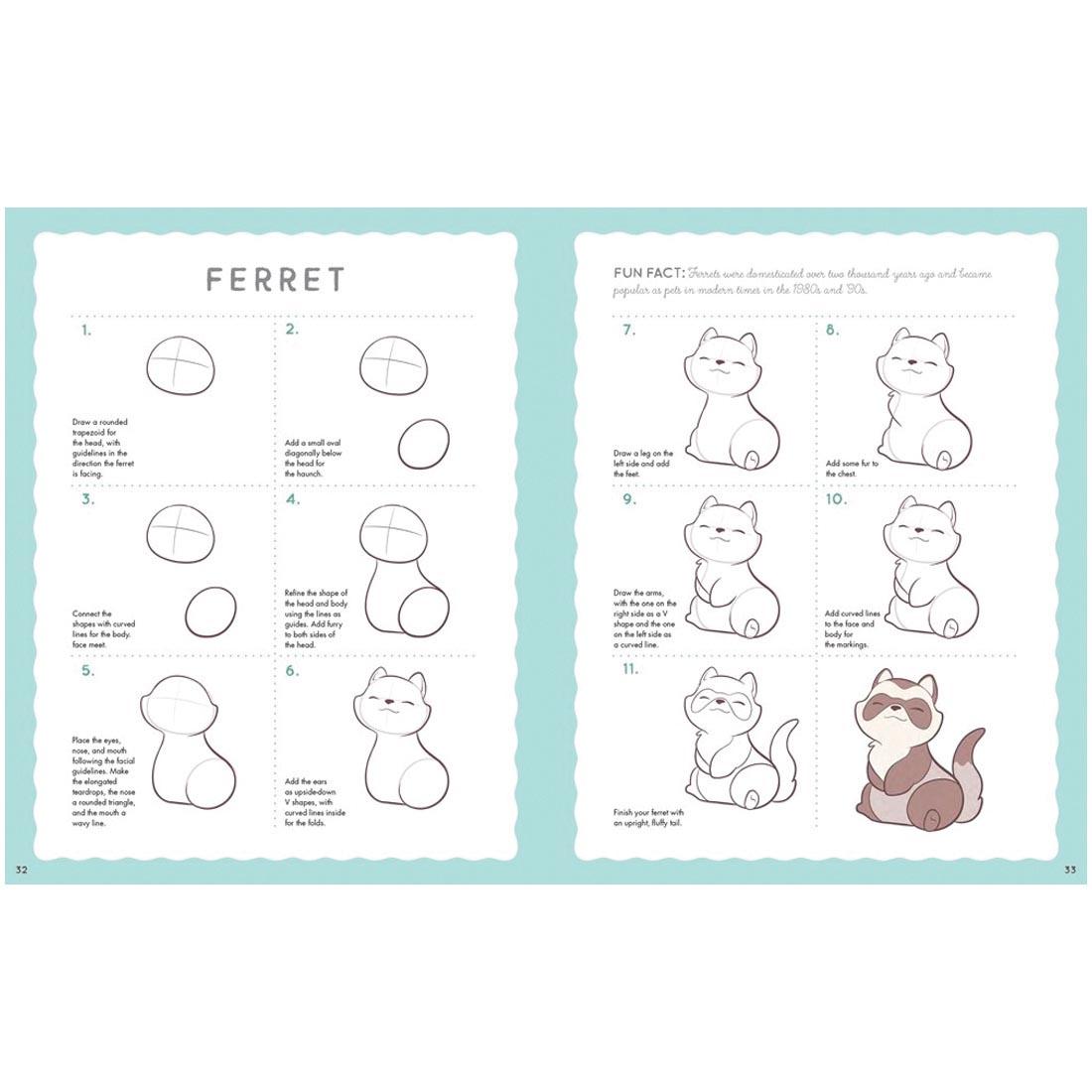 2 pages from the book Cute Chibi Animals: Learn How to Draw 75 Cuddly Creatures