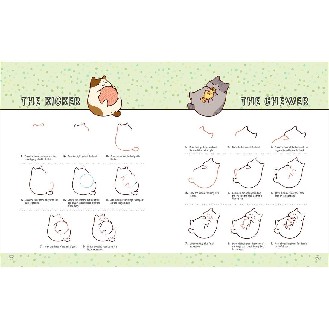 2 pages from the Mini Kawaii Kitties drawing book