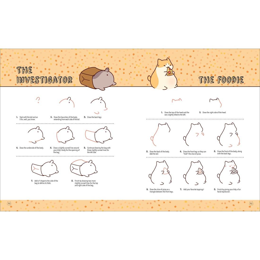 2 pages from the Mini Kawaii Kitties drawing book