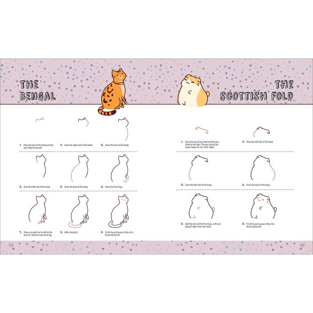 2 pages from the Mini Kawaii Kitties drawing book