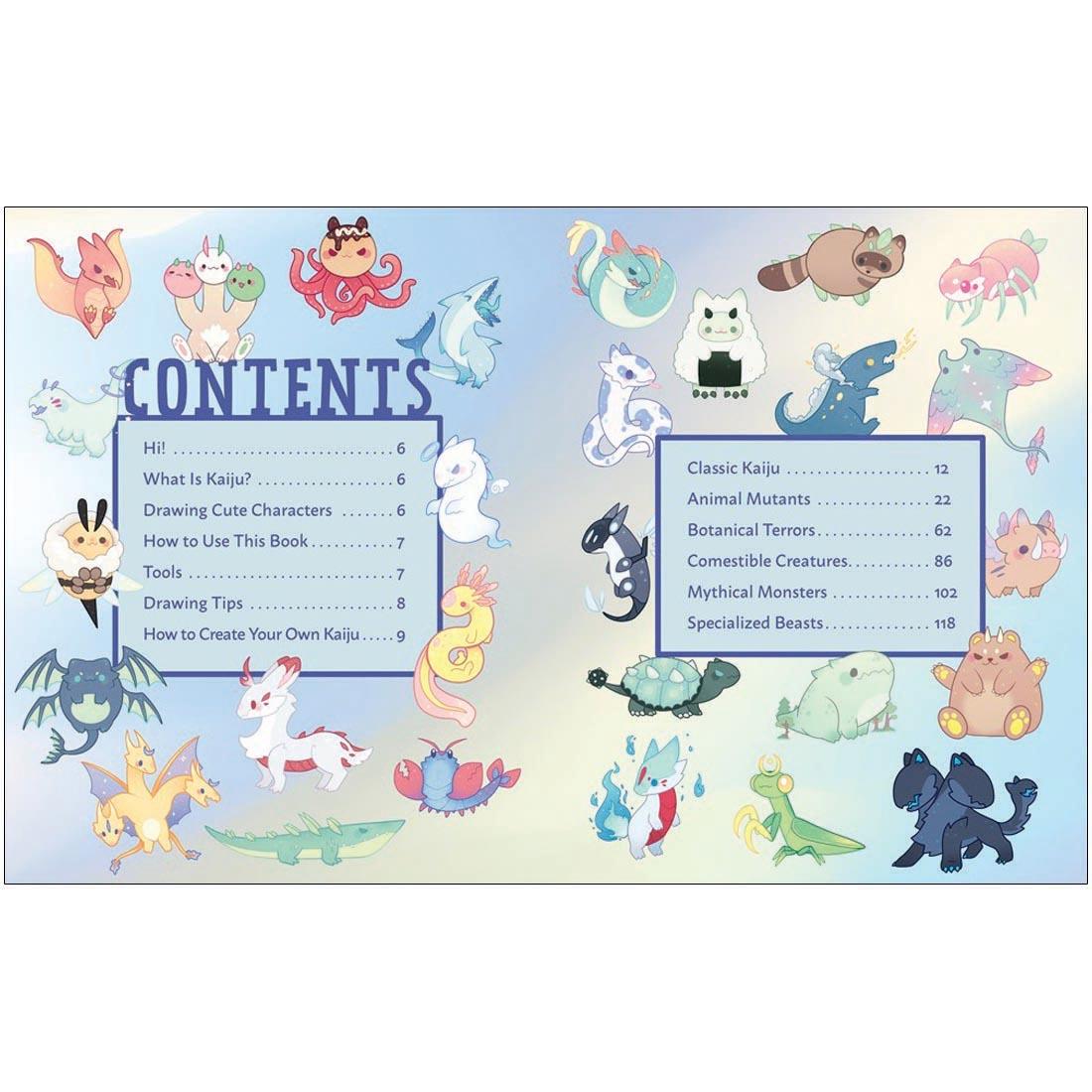 Content pages from Kawaii Monsters Unleashed book