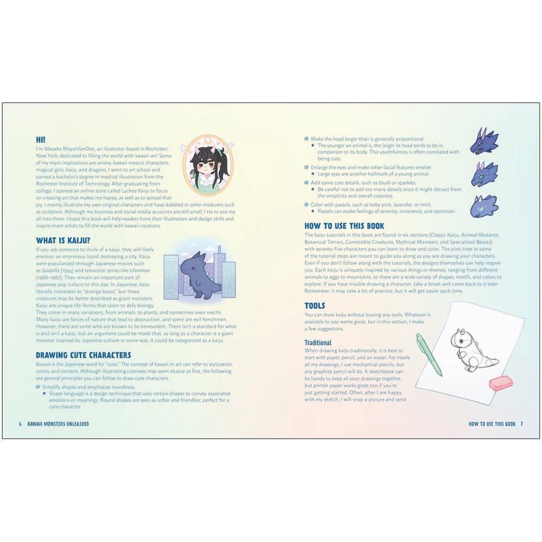 Introduction to Kawaii Monsters Unleashed book, pages 6 and 7