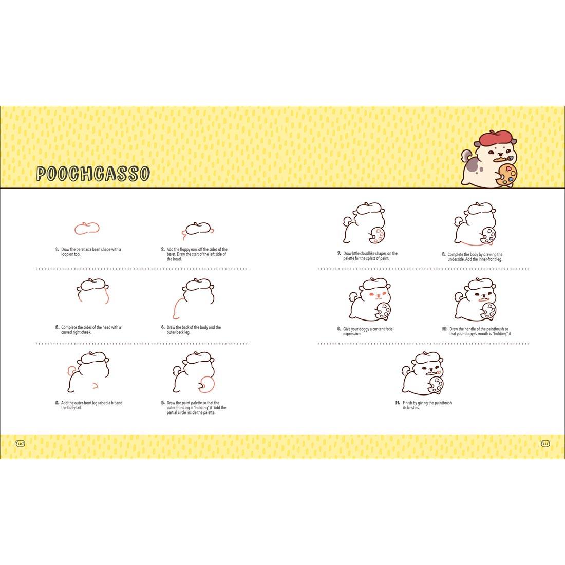 2 pages from the Mini Kawaii Doggies drawing book