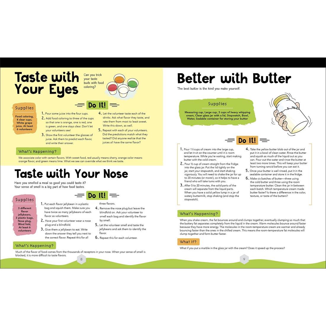 sample pages from Super Science Experiments: At Home, showing 3 experiments