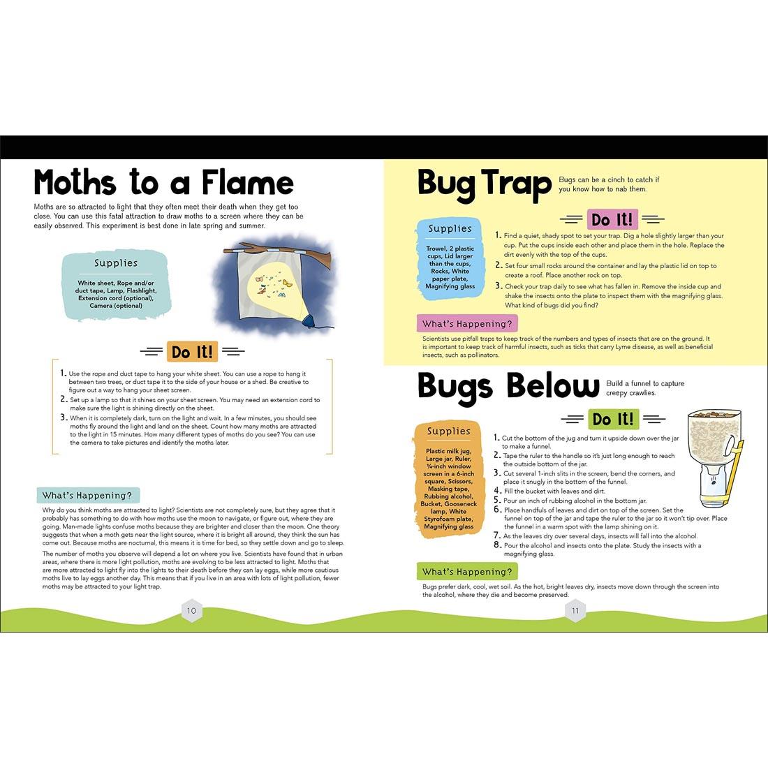 sample pages from Super Science Experiments: Outdoor Fun, showing 3 experiments