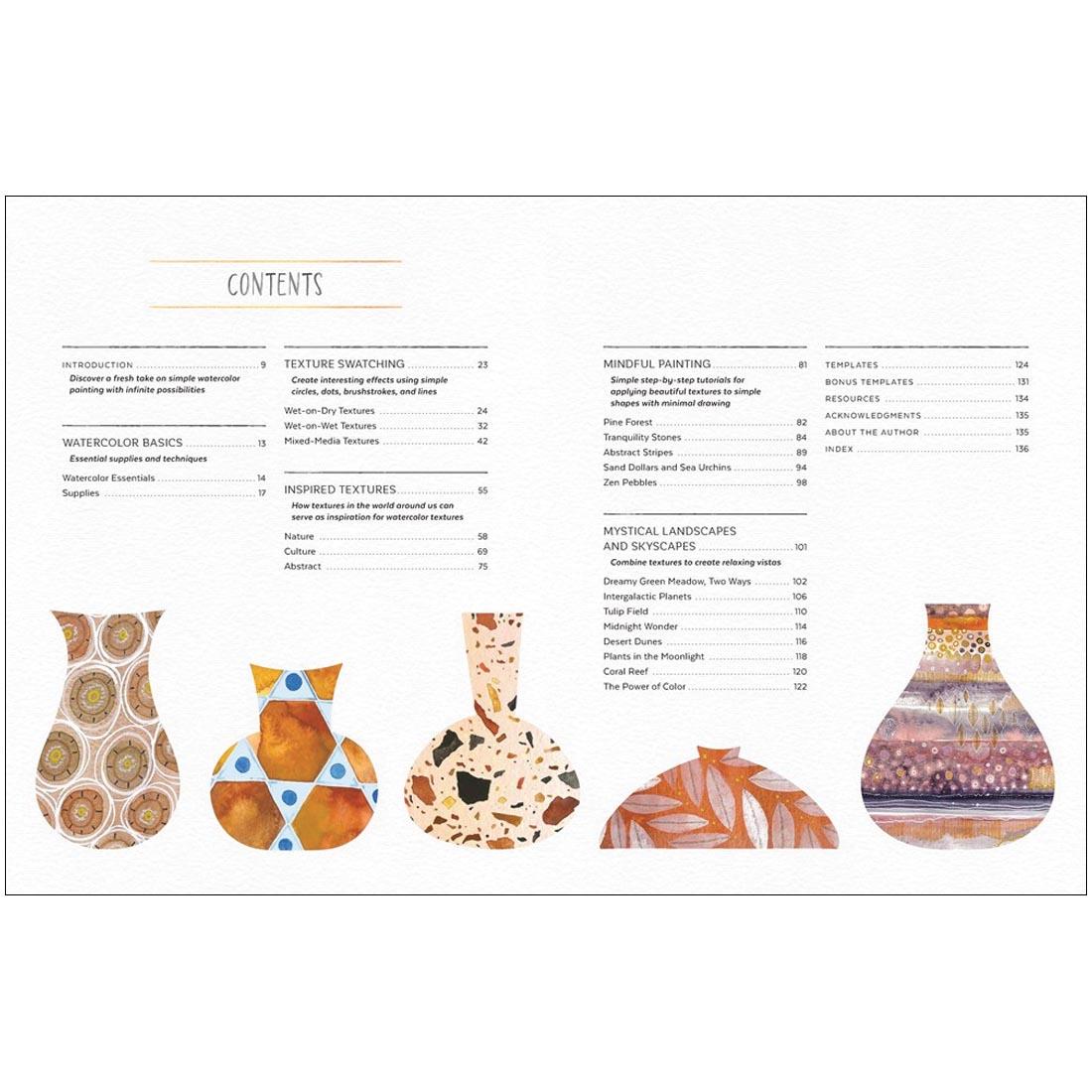 table of contents for Watercolor Textures For Artists