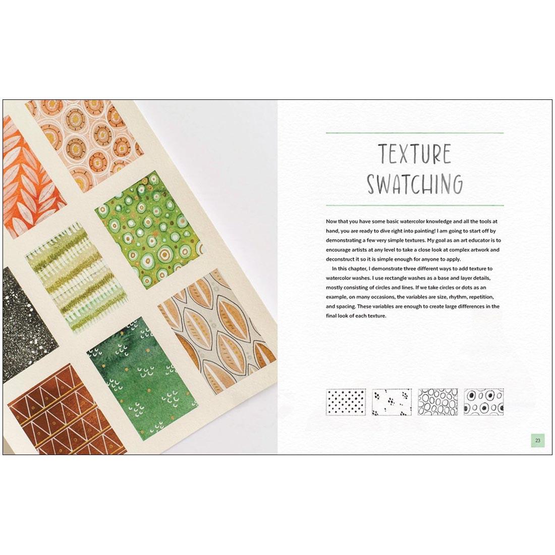 Texture Swatching page from Watercolor Textures For Artists