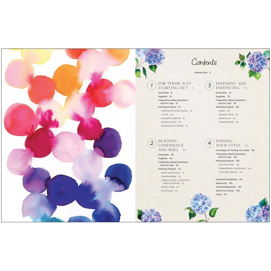 table of contents for the book Watercolor Your Way