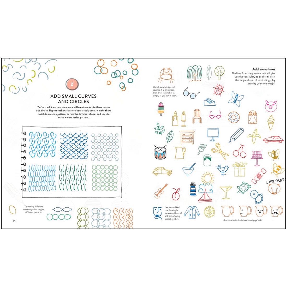 2 pages from the book Start Here: Draw - 50 Ways To Be An Artist Without Trying