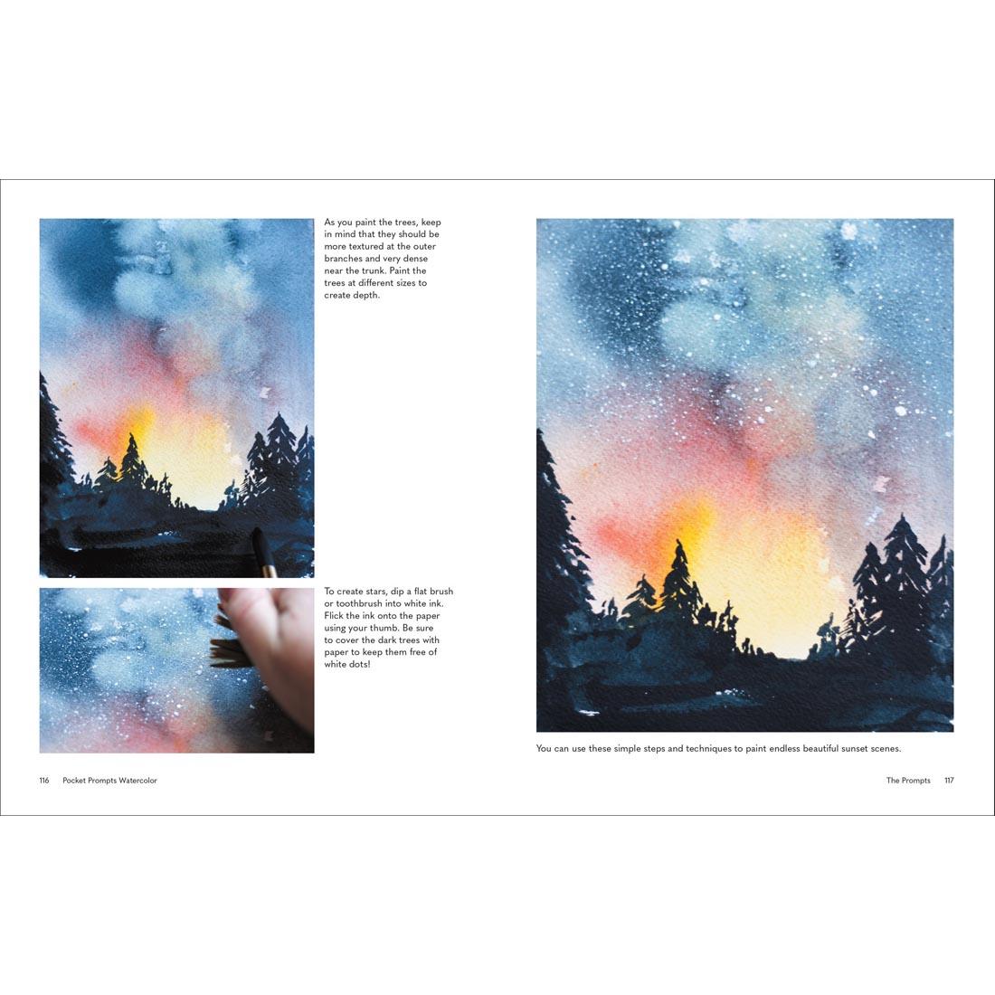 2 pages from the Pocket Prompts Watercolor Book