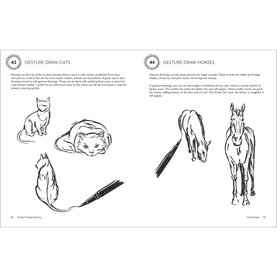 2 pages from the Pocket Prompts Drawing Book