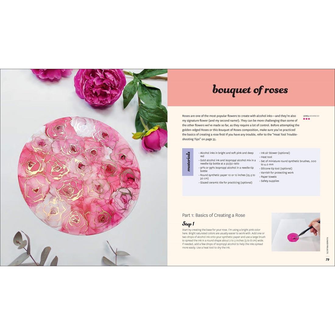 pages from inside the Creative Alcohol Ink Flowers Book