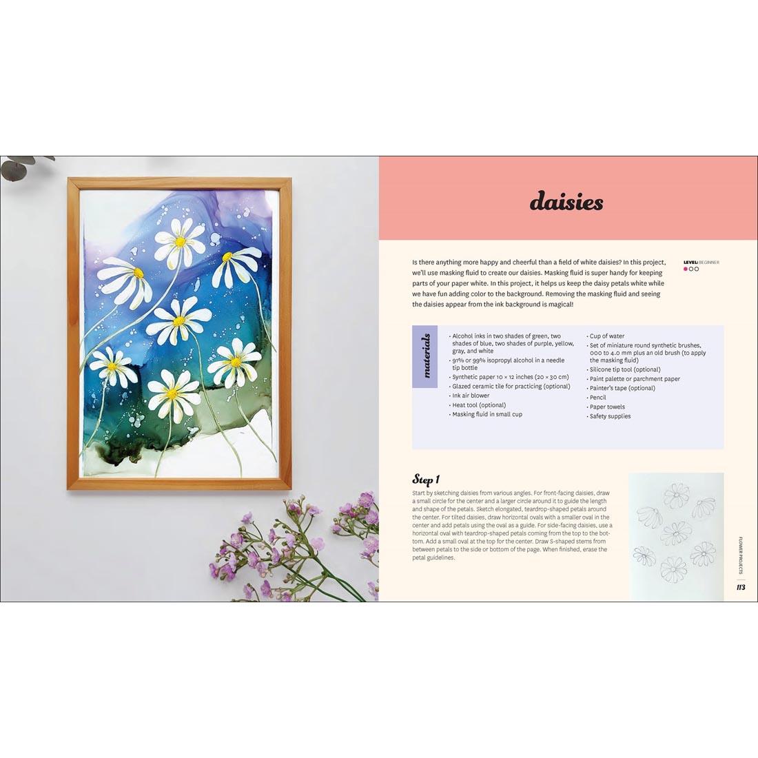 pages from inside the Creative Alcohol Ink Flowers Book