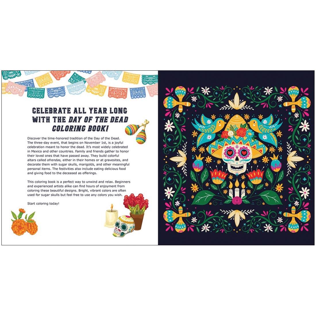 inside pages from the Day of the Dead Coloring Book