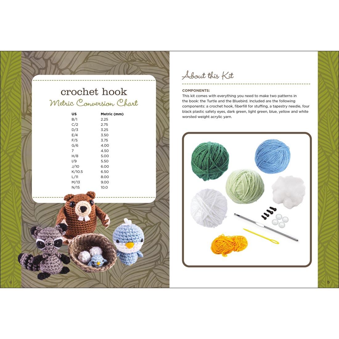 2 pages of the book from the Woodland Crochet Kit