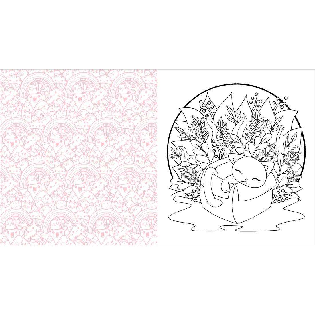 2 pages from the Kawaii Cuties Coloring Book