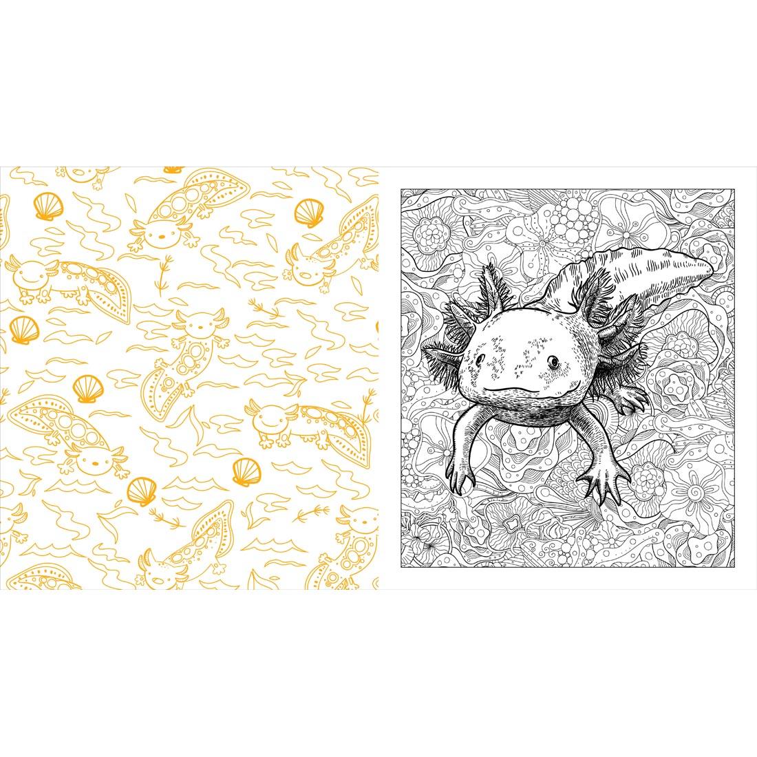 2 pages from the Axolotls Coloring Book
