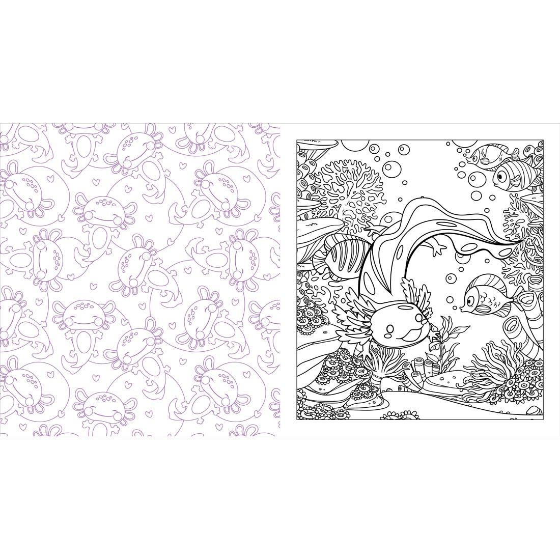 2 pages from the Axolotls Coloring Book