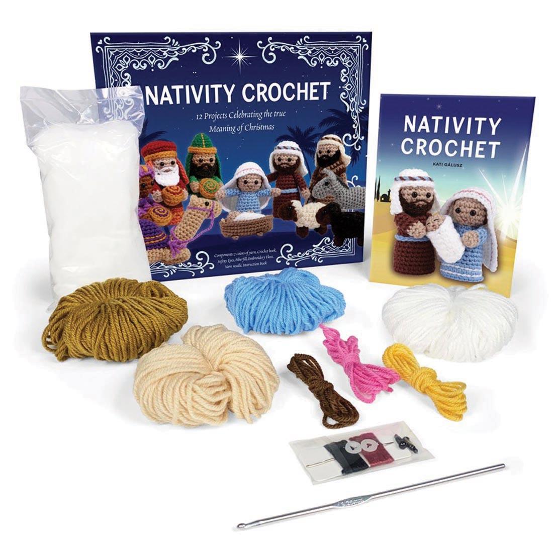components and the package for Nativity Crochet Kit