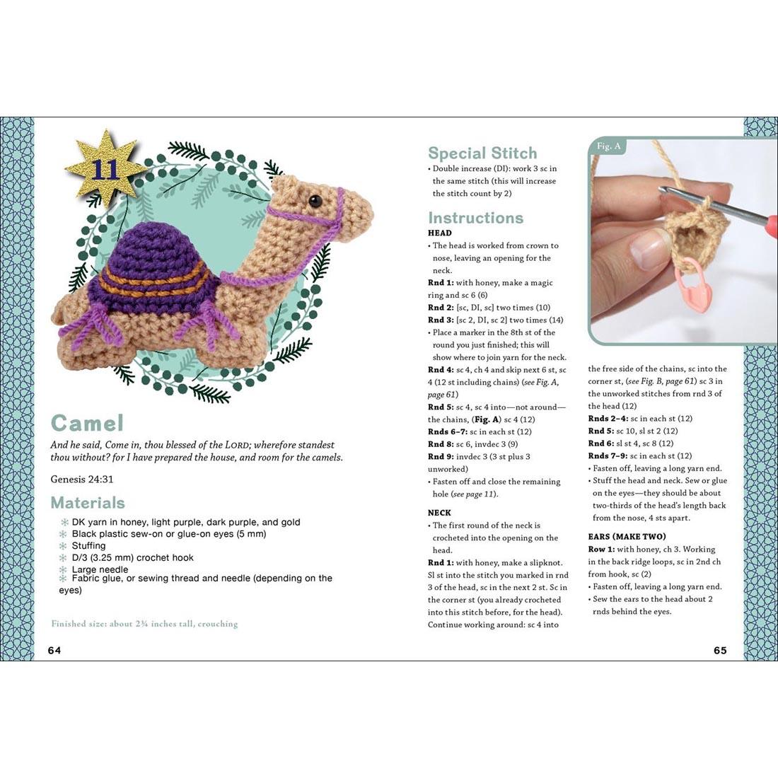 Pages from the instruction manual for Nativity Crochet Kit