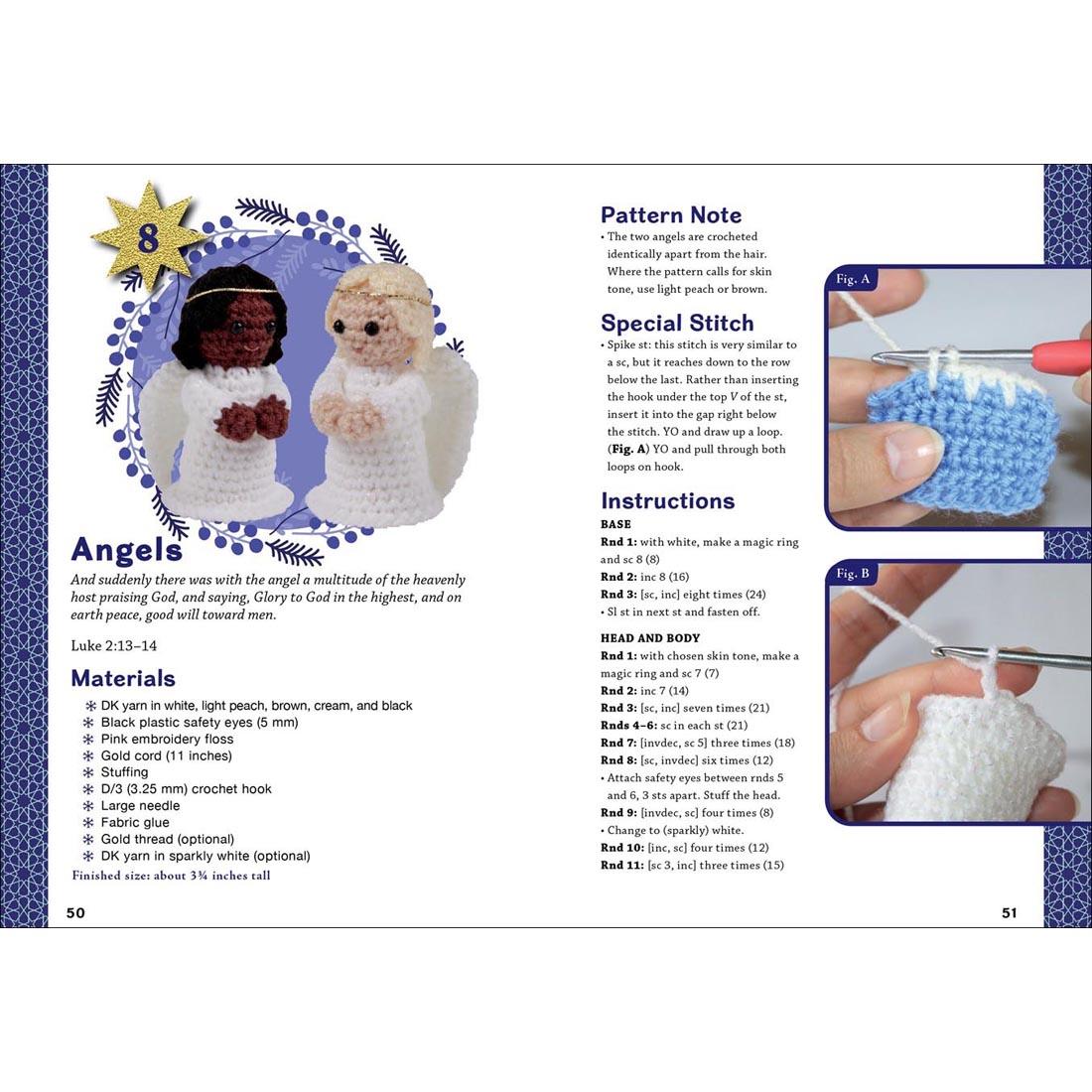 Pages from the instruction manual for Nativity Crochet Kit
