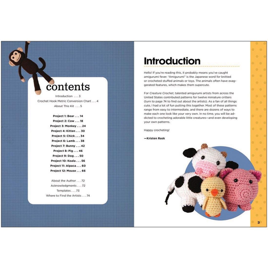 2 pages of the book from the Creature Crochet Kit