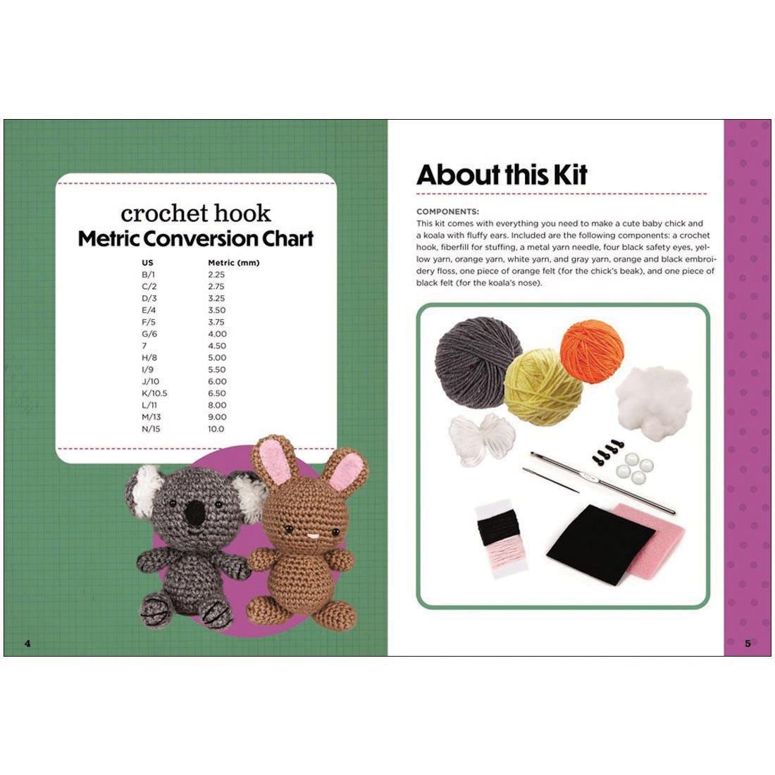2 pages of the book from the Creature Crochet Kit