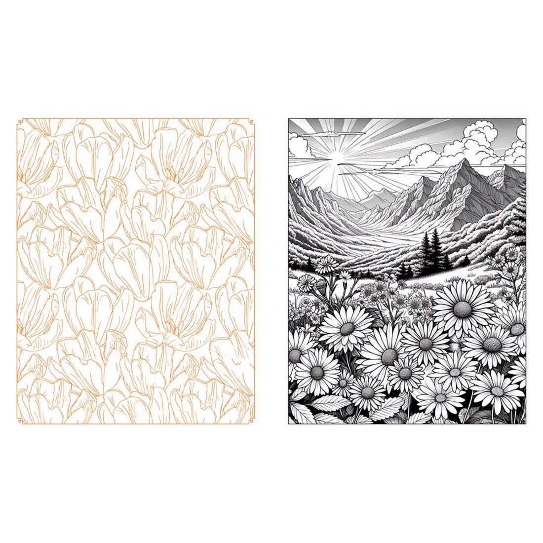2 pages from Wildflowers In Bloom Coloring Book