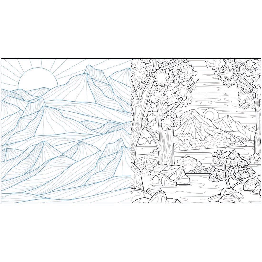 2 pages from the Mountains And Wilderness Coloring Book