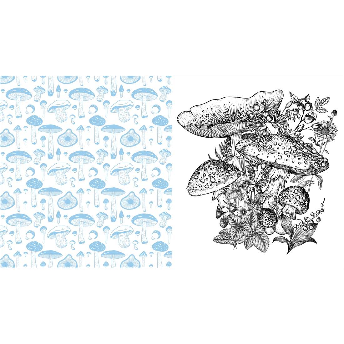 2 pages from the Twilight Mushroom Coloring Book