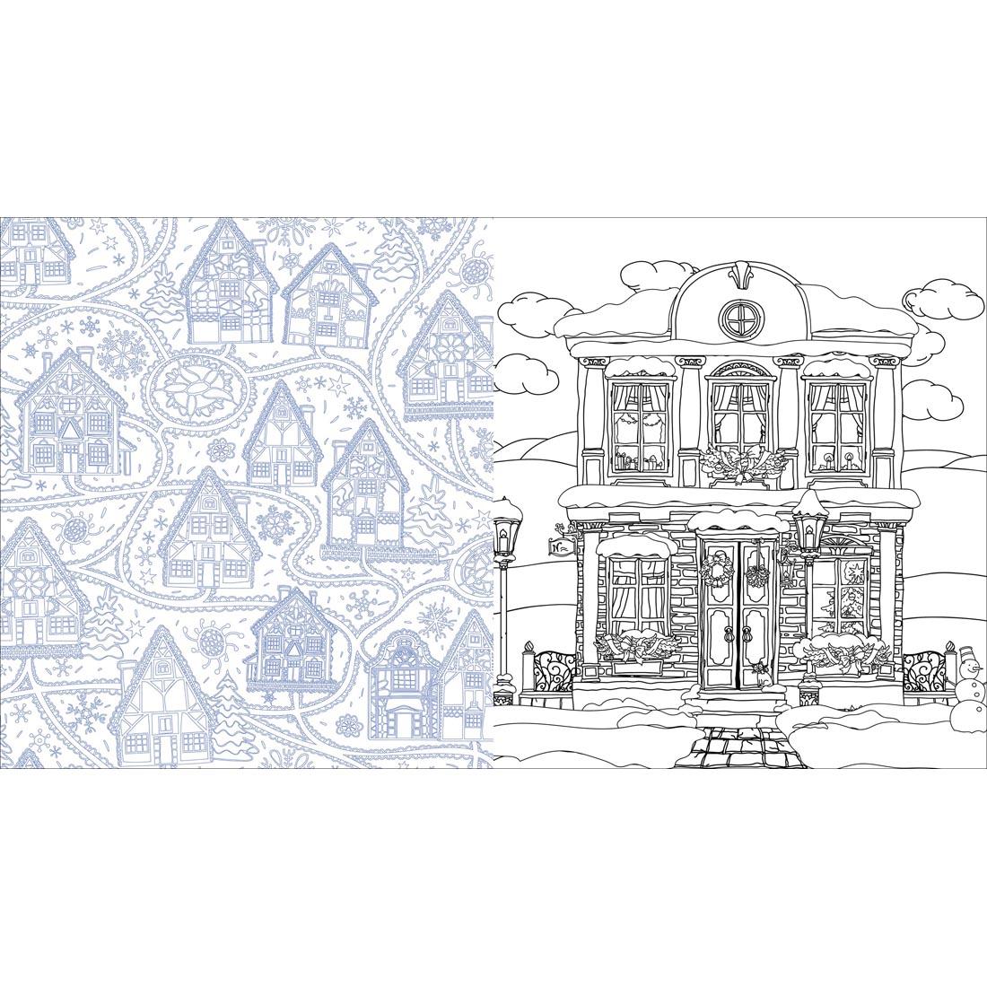 2 pages from the Christmas Doors Coloring Book