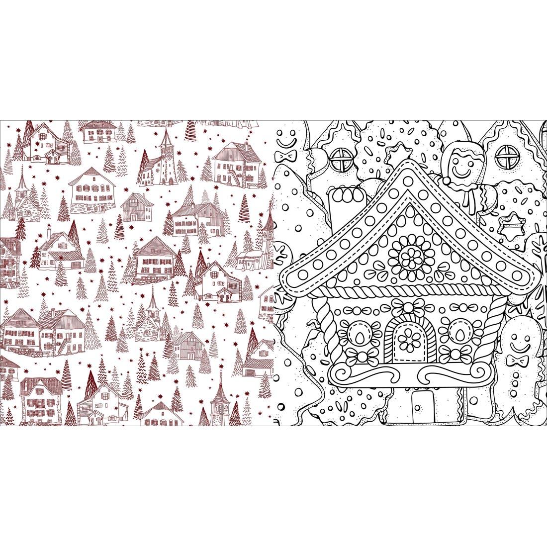 2 pages from the Christmas Doors Coloring Book