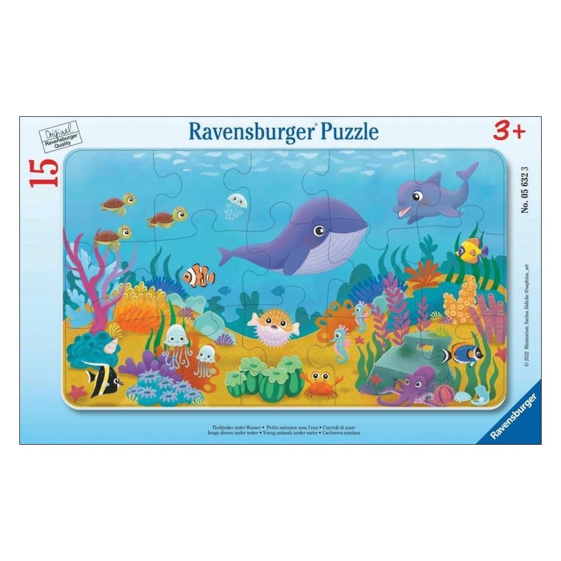 Young Animals Under Water 15-Piece Frame Puzzle By Ravensburger