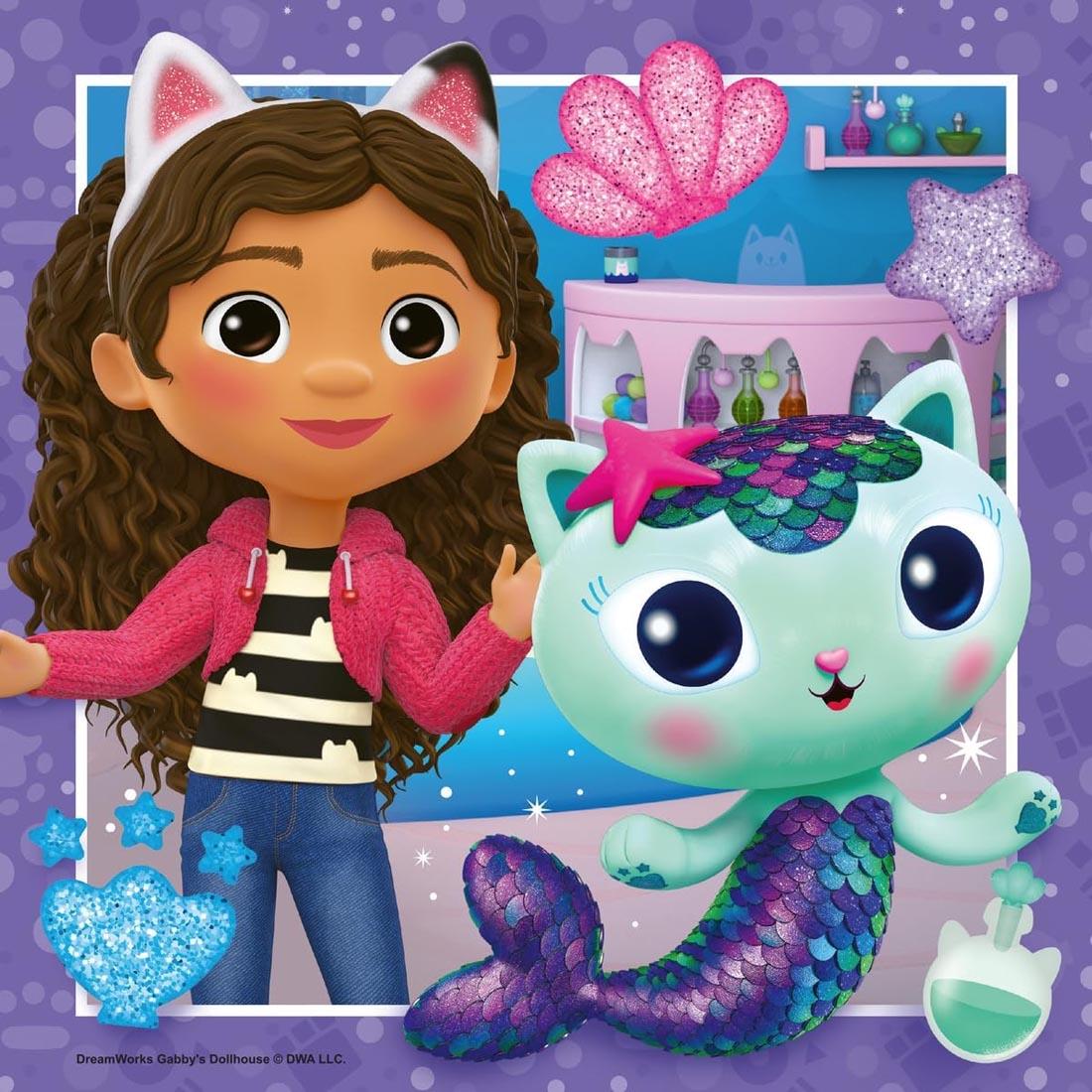 scene of one of the Gabby's Dollhouse It's Meow Time! 49-Piece Puzzles By Ravensburger