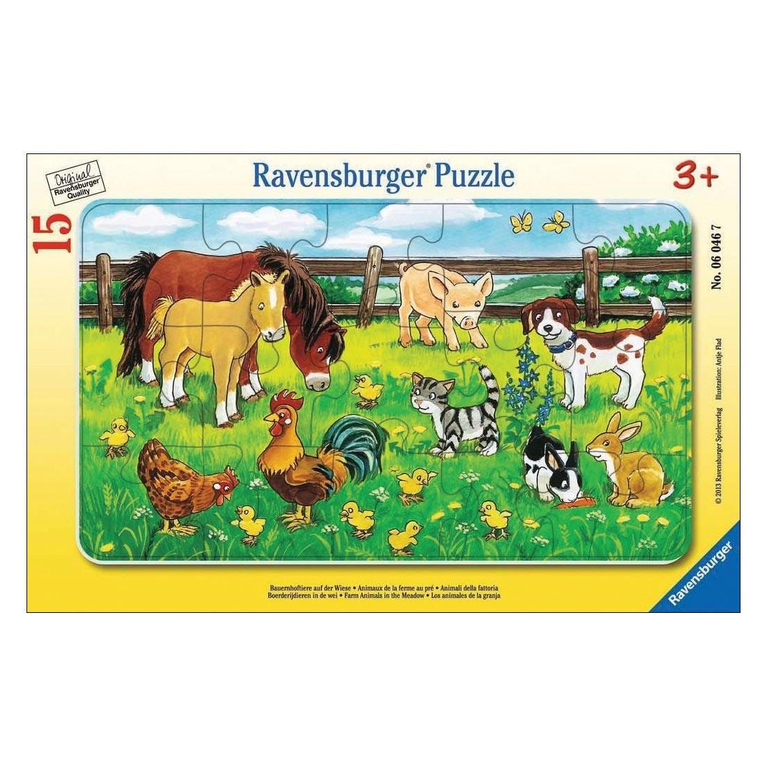 Farm Animals In The Meadow 15-Piece Frame Puzzle By Ravensburger