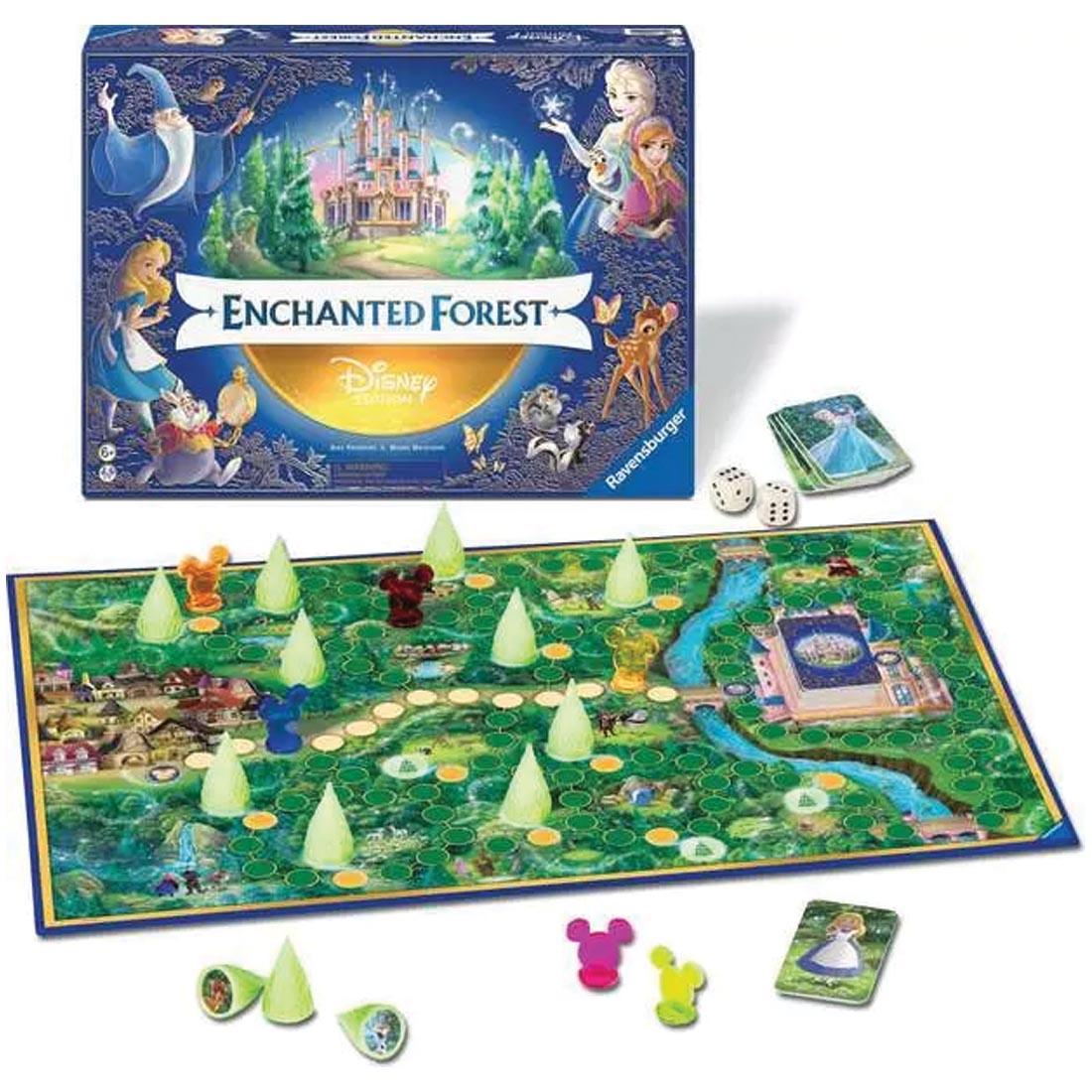 Disney Edition Enchanted Forest Game By Ravensburger next to its package