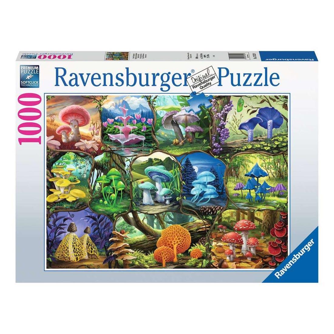 box for the Beautiful Mushrooms 1000-Piece Puzzle By Ravensburger
