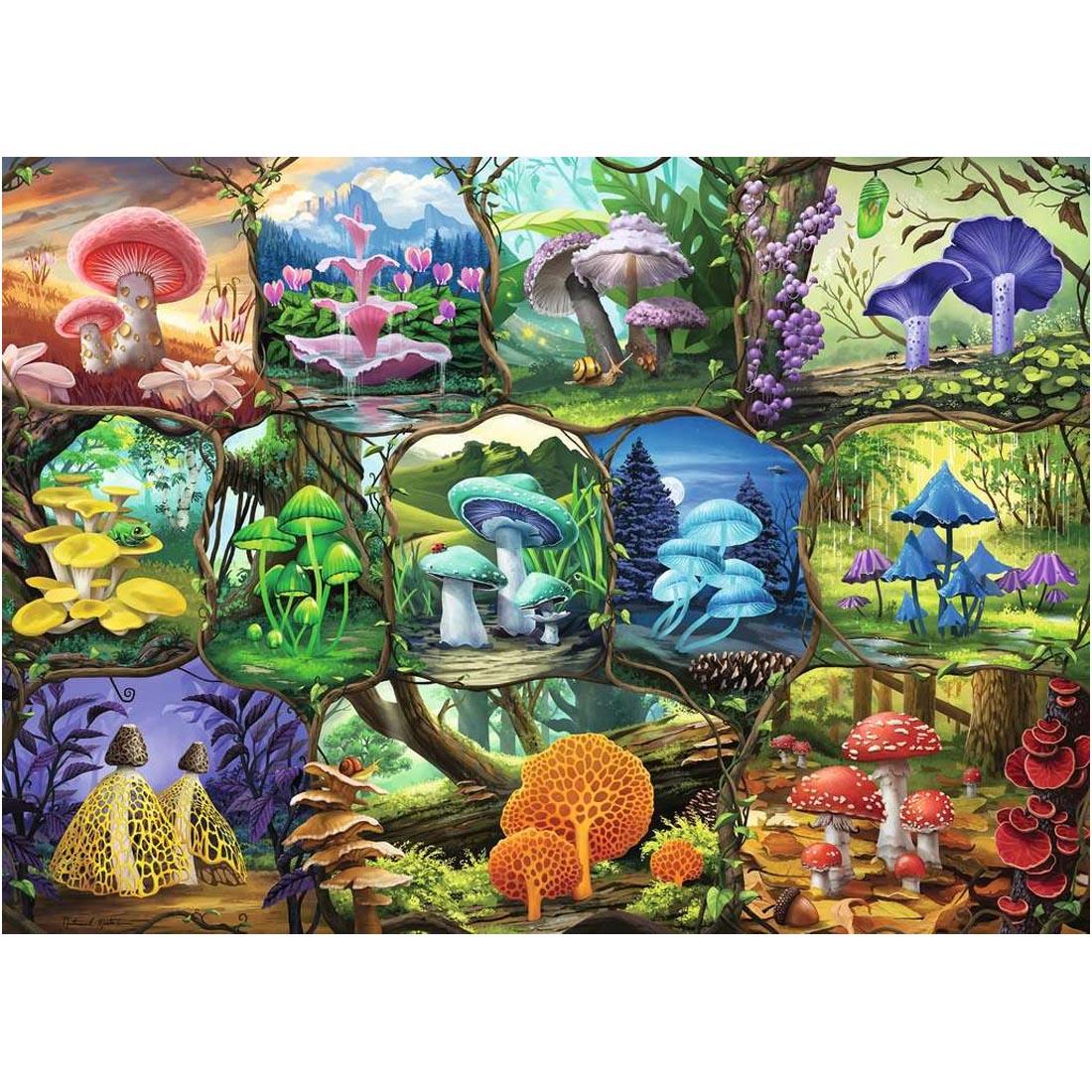 scene of the Beautiful Mushrooms 1000-Piece Puzzle By Ravensburger