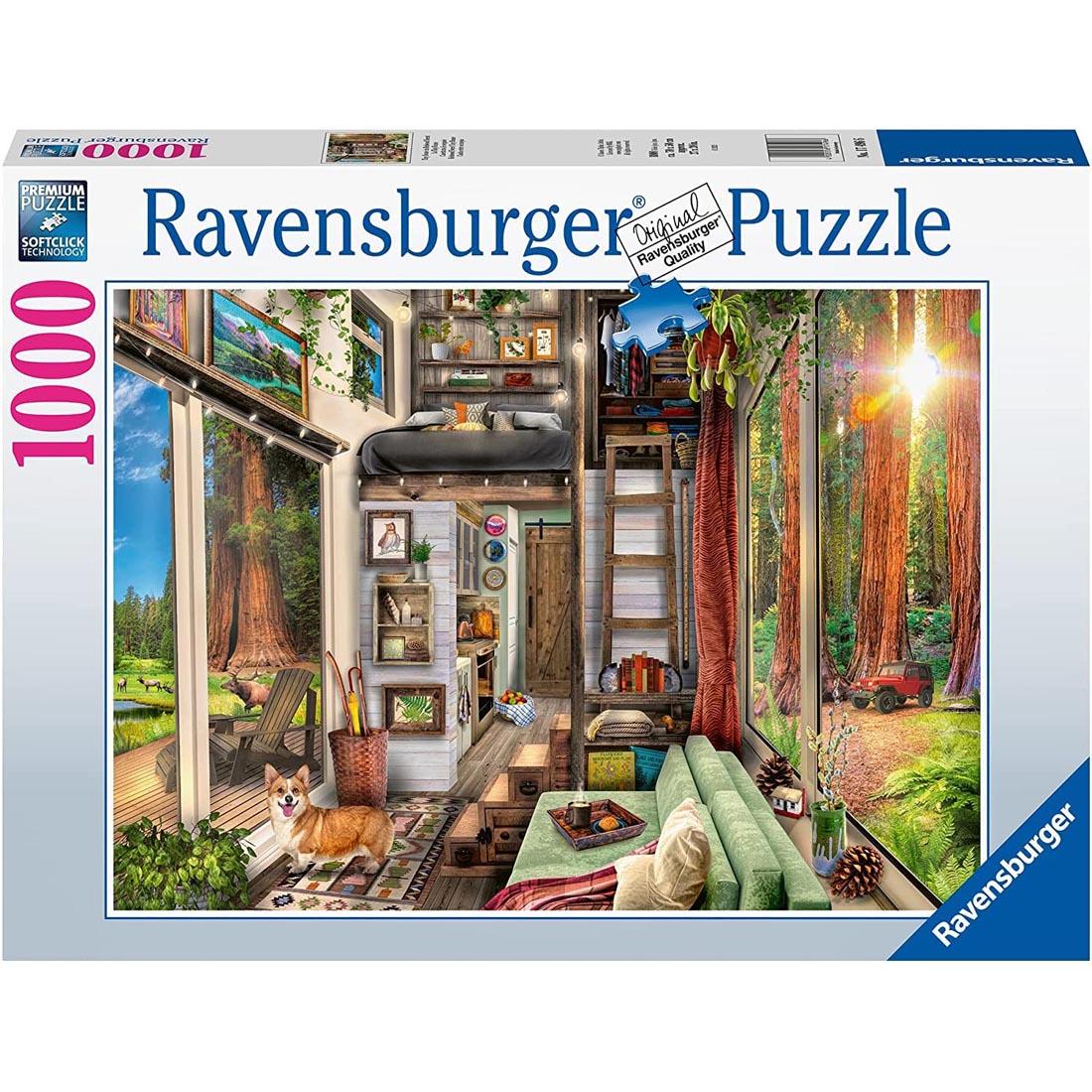 box for the Redwood Forest Tiny House 1000-Piece Puzzle By Ravensburger